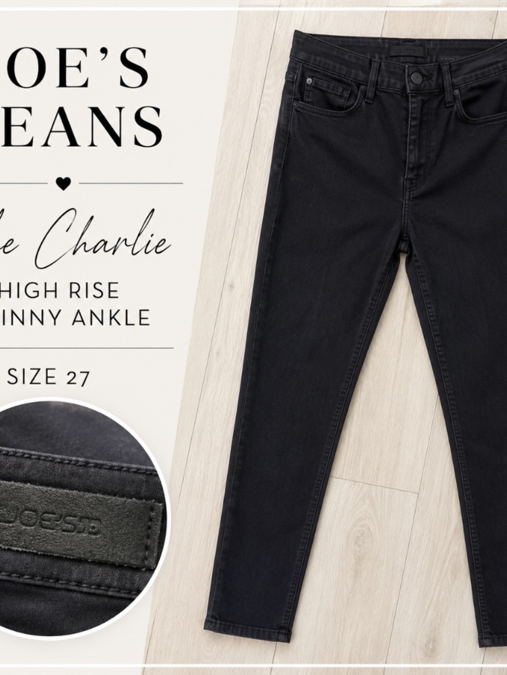 JOE’S Jeans The Charlie High Rise Skinny Ankle Black Jeans Size 27